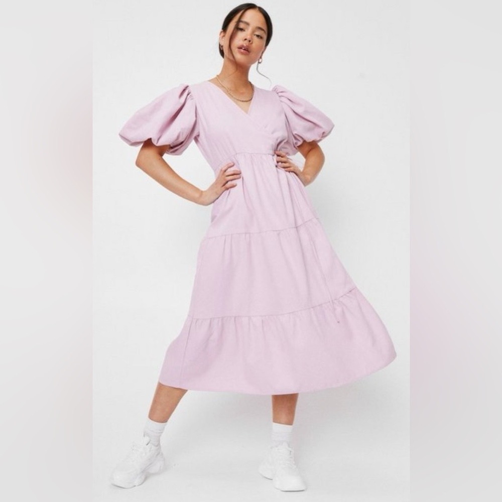 Petite Puff Sleeve Tiered Maxi Dress